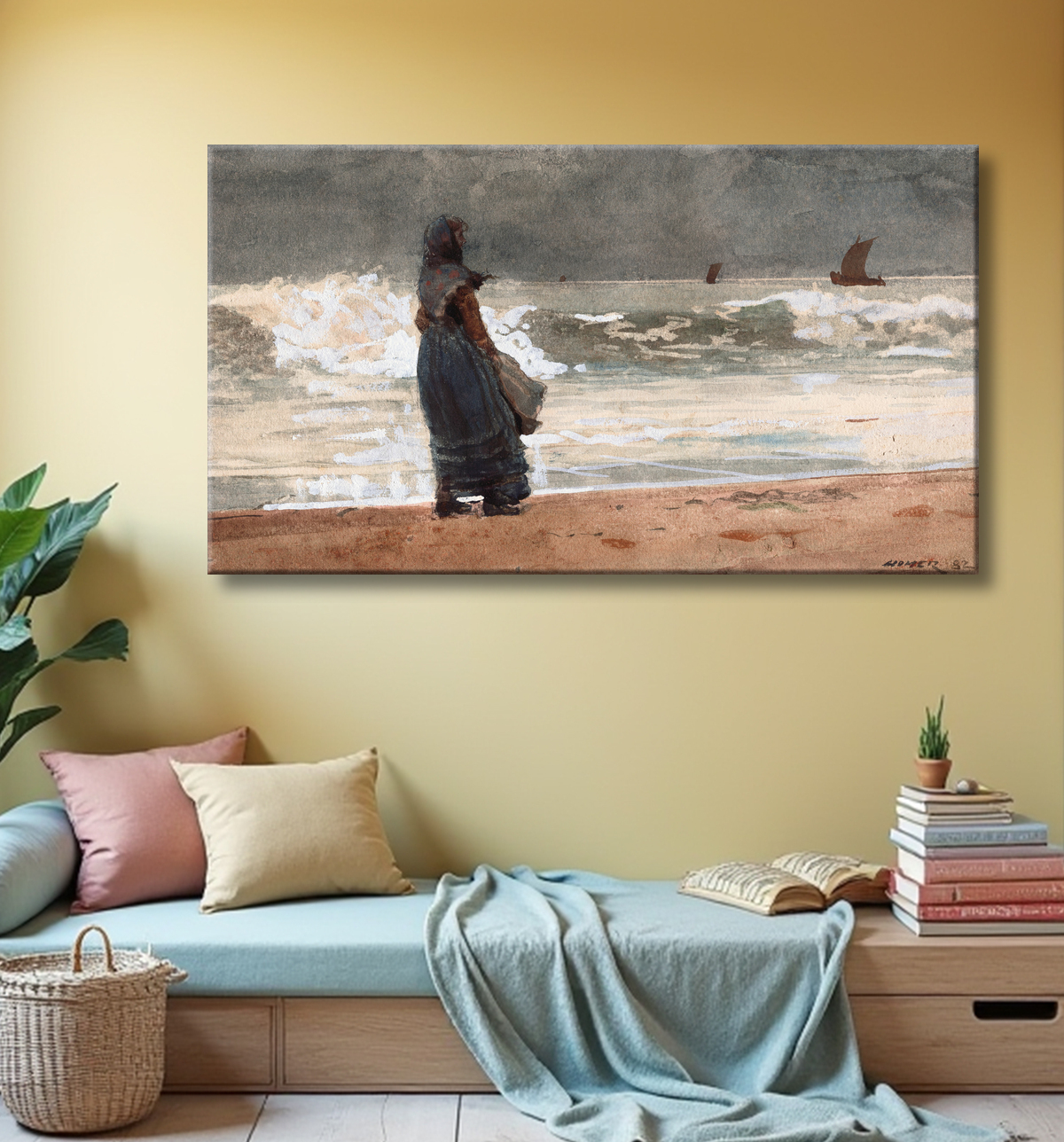 Reproduction L'observateur, Tynemouth de Winslow Homer avec decor