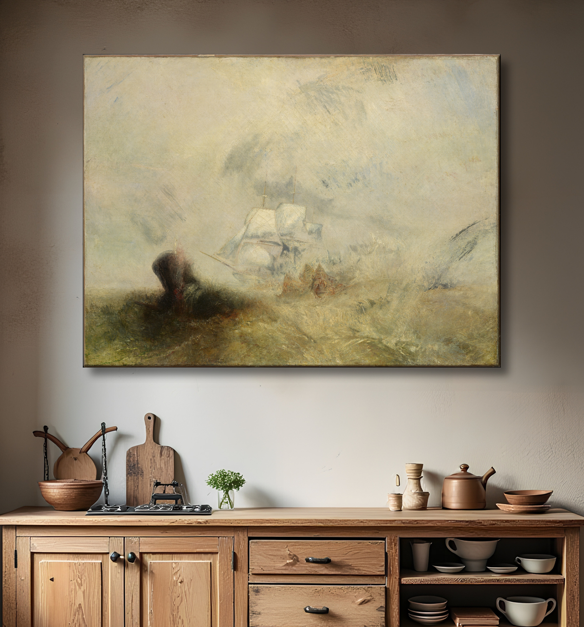 Reproduction La Baleinière de Joseph Mallord William Turner avec decor