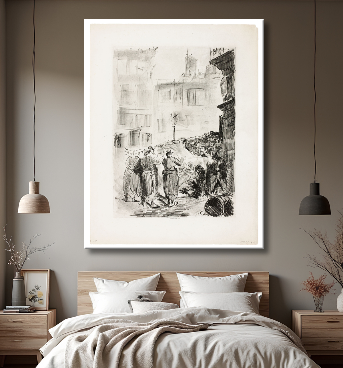 Reproduction La Barricade de Édouard Manet avec decor