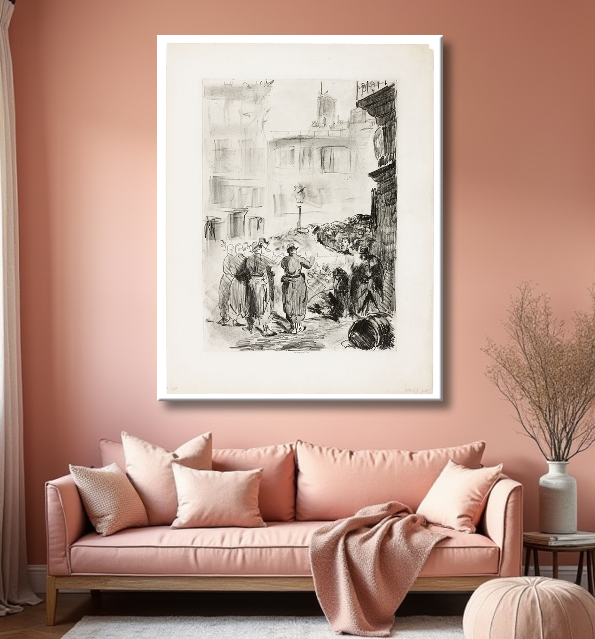 Reproduction La Barricade de Édouard Manet avec decor
