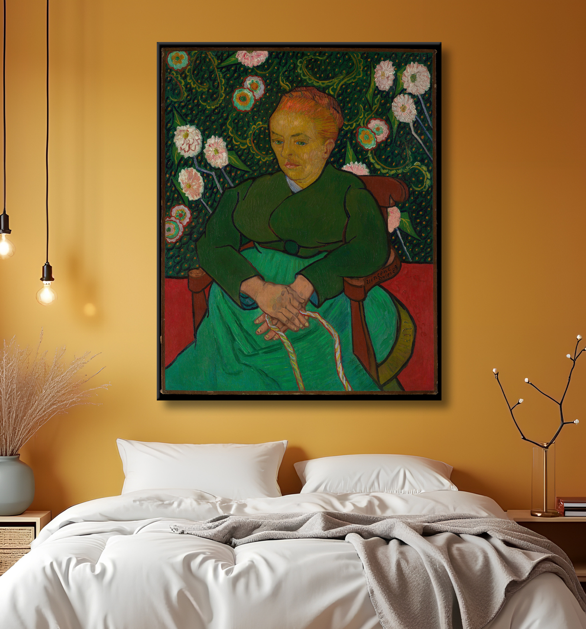 Reproduction La Berceuse (Femme berçant un berceau ; Augustine-Alix Pellicot Roulin, 1851-1930) de Vincent van Gogh avec decor