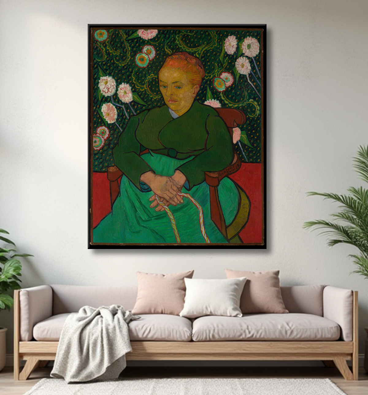 Reproduction La Berceuse (Femme berçant un berceau ; Augustine-Alix Pellicot Roulin, 1851-1930) de Vincent van Gogh avec decor