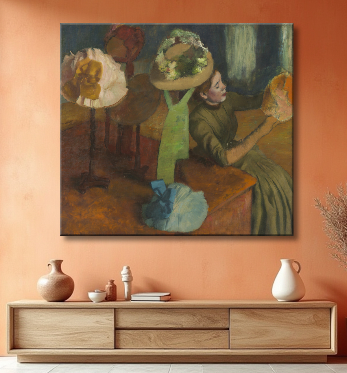 Reproduction La boutique de la chapellerie de Hilaire Germain Edgar Degas avec decor