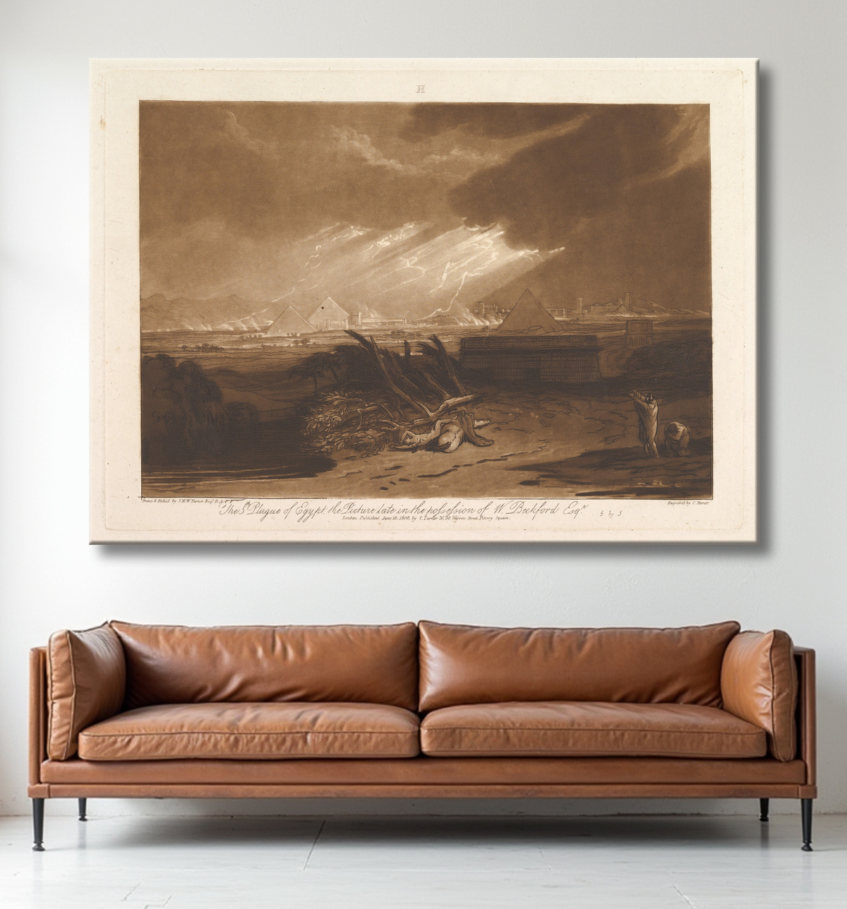 Reproduction La cinquième plaie d'Égypte (Liber Studiorum, partie III, planche 16) de Joseph Mallord William Turner avec decor