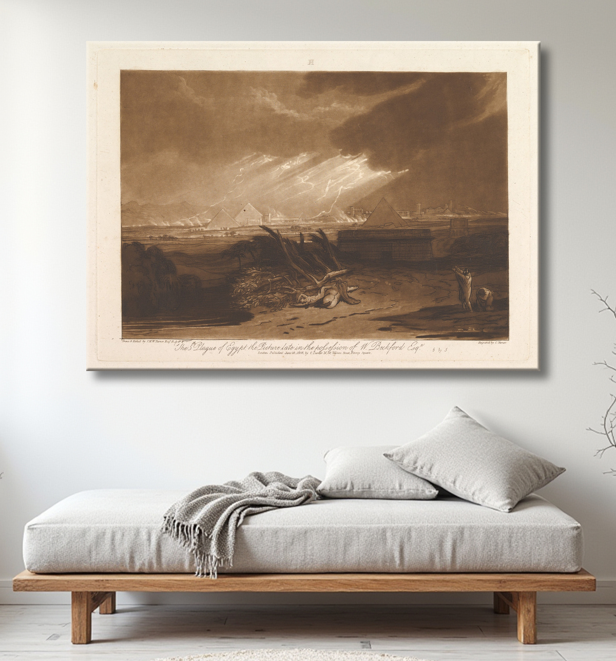 Reproduction La cinquième plaie d'Égypte (Liber Studiorum, partie III, planche 16) de Joseph Mallord William Turner avec decor