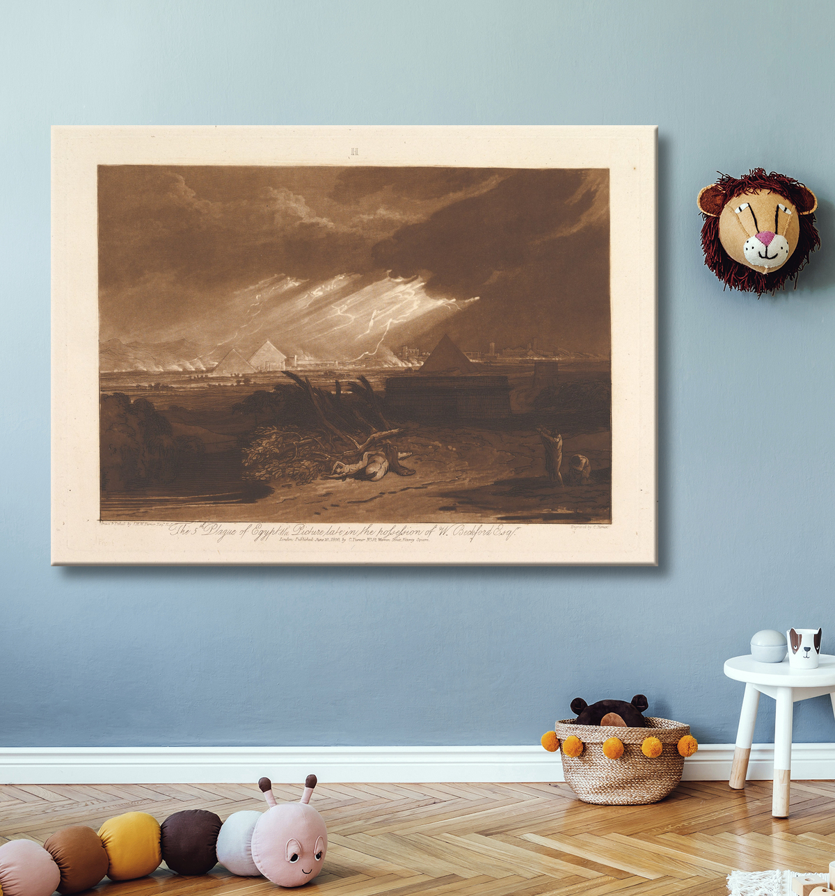 Reproduction La cinquième plaie d'Égypte (Liber Studiorum, partie III, planche 16) de Joseph Mallord William Turner avec decor