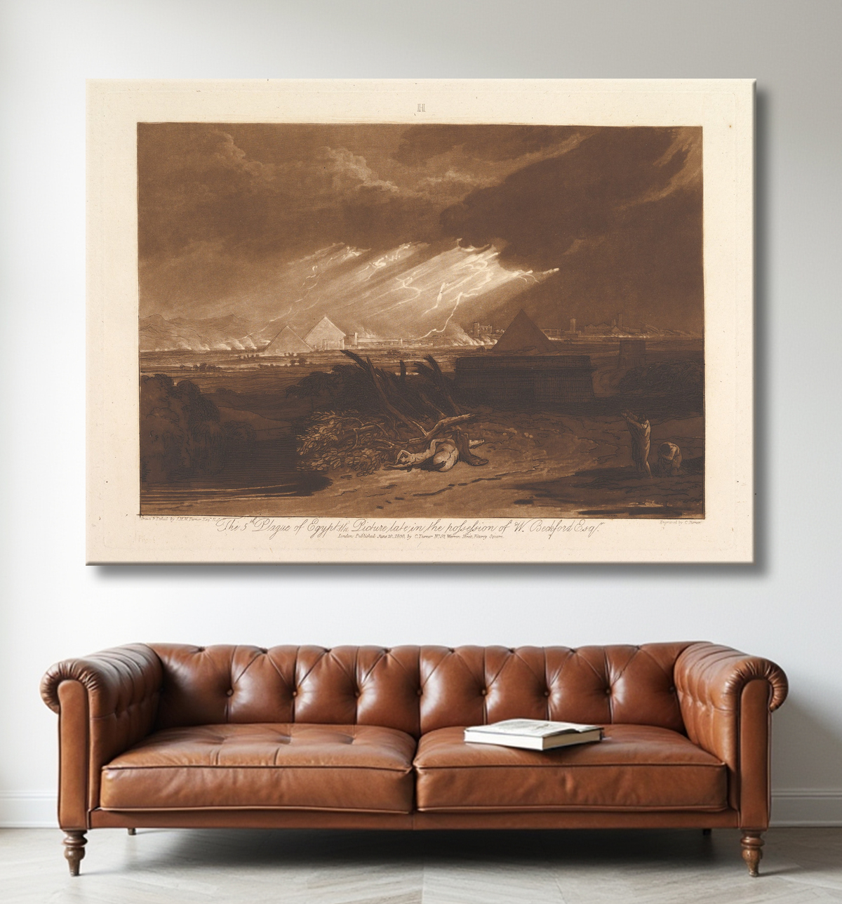 Reproduction La cinquième plaie d'Égypte (Liber Studiorum, partie III, planche 16) de Joseph Mallord William Turner avec decor