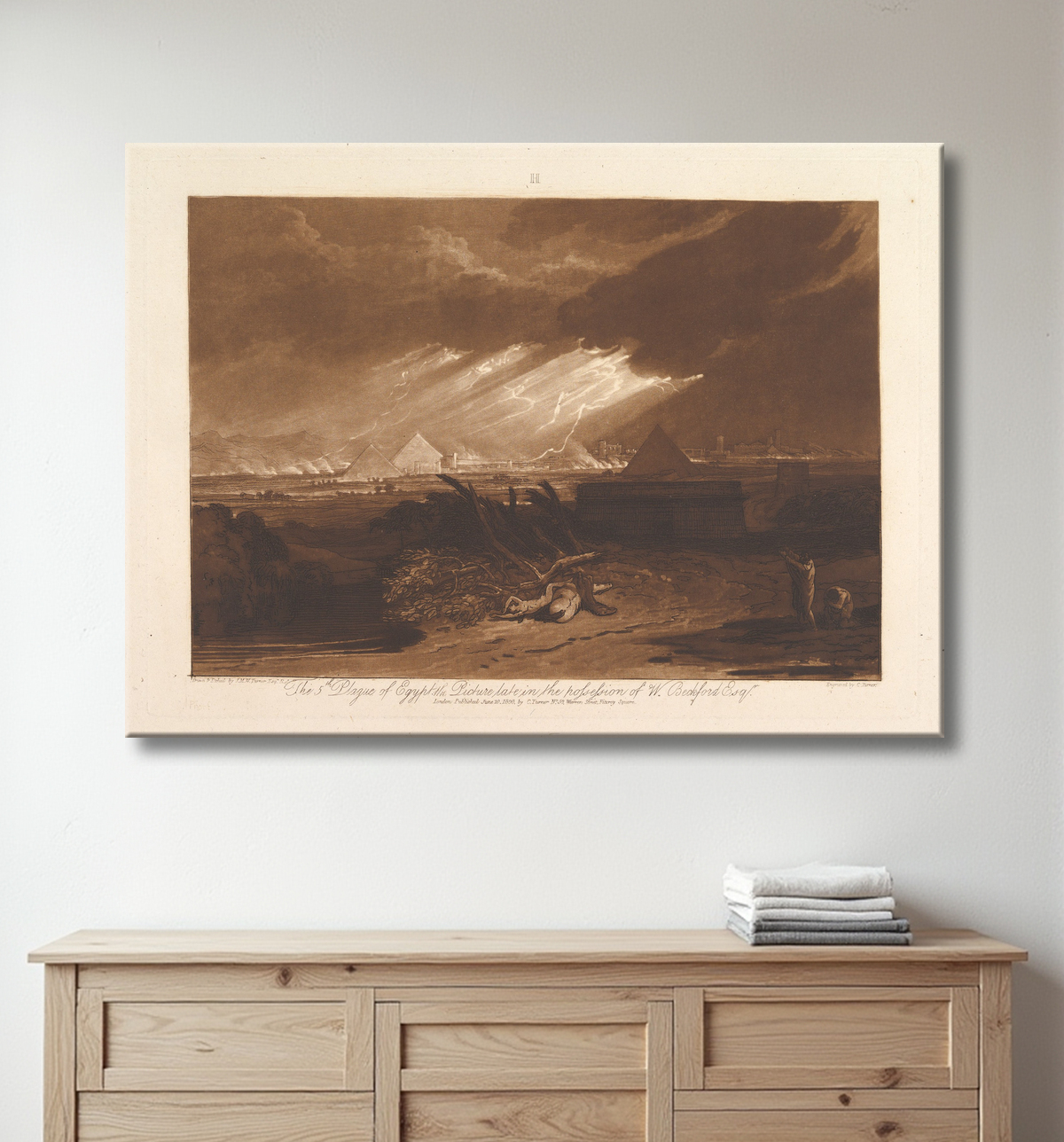 Reproduction La cinquième plaie d'Égypte (Liber Studiorum, partie III, planche 16) de Joseph Mallord William Turner avec decor