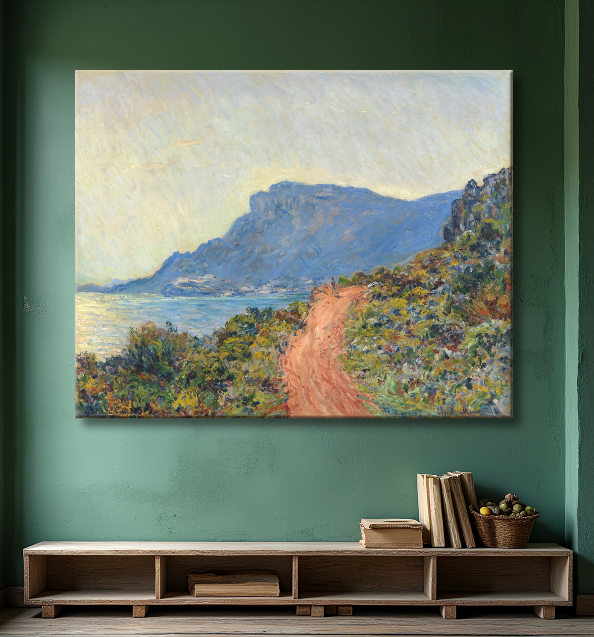 Reproduction La Corniche près de Monaco de Claude Monet avec decor