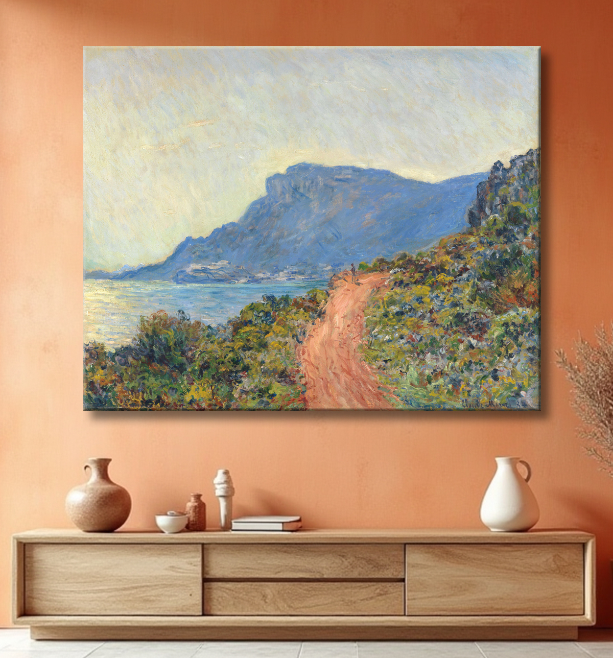Reproduction La Corniche près de Monaco de Claude Monet avec decor
