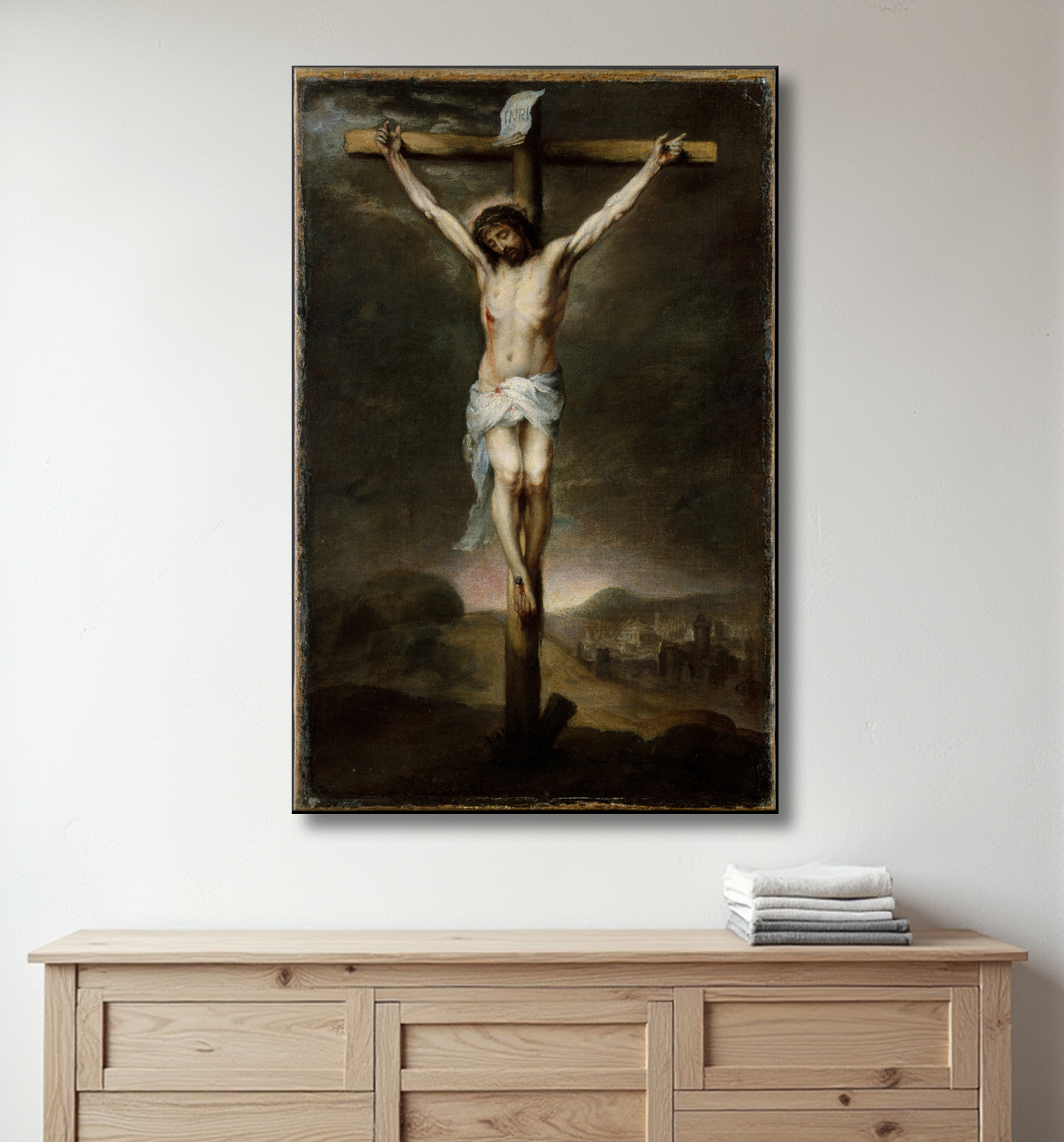 Reproduction La crucifixion de Bartolomé Estebán Murillo avec decor
