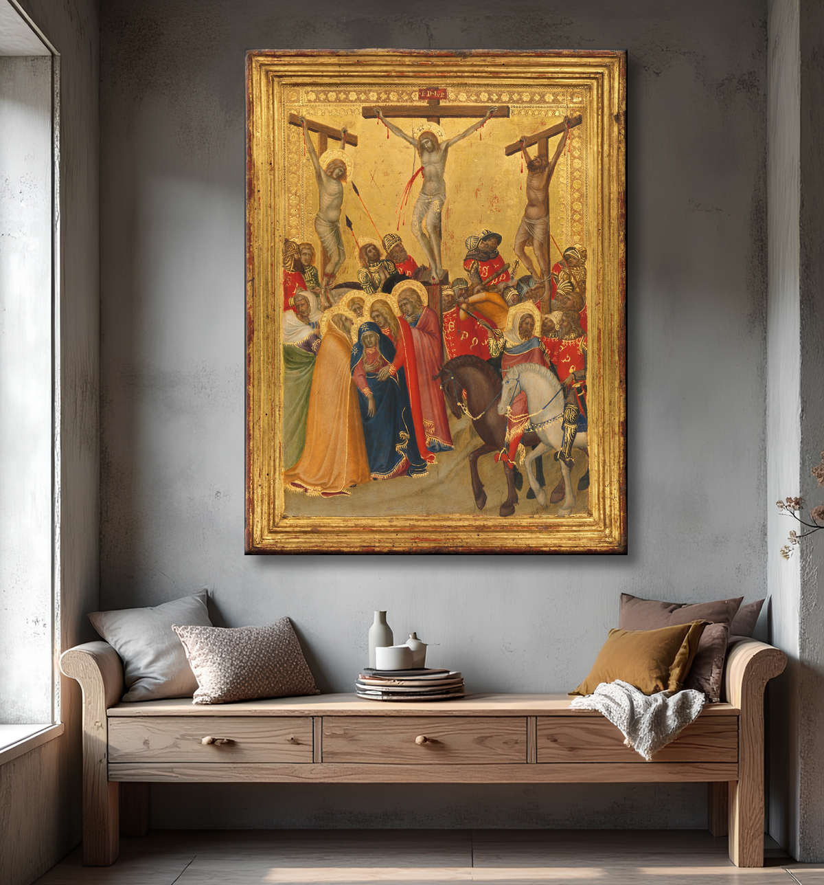 Reproduction La crucifixion de Pietro Lorenzetti avec decor