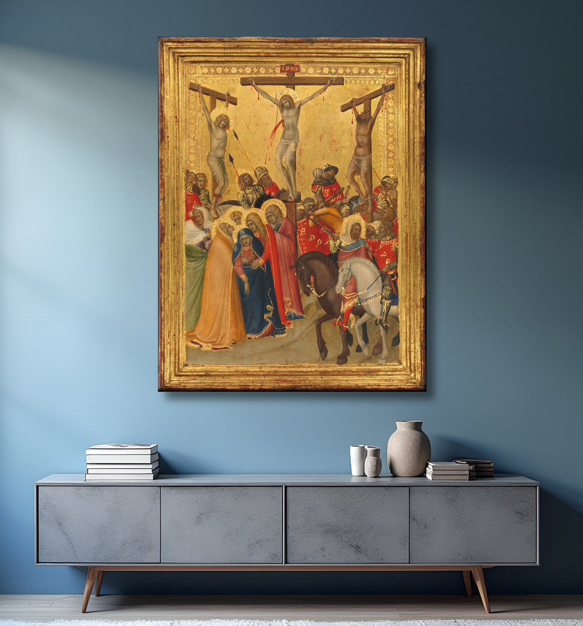 Reproduction La crucifixion de Pietro Lorenzetti avec decor