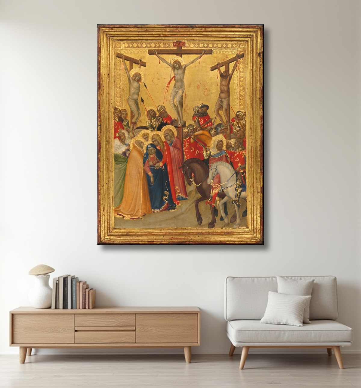 Reproduction La crucifixion de Pietro Lorenzetti avec decor