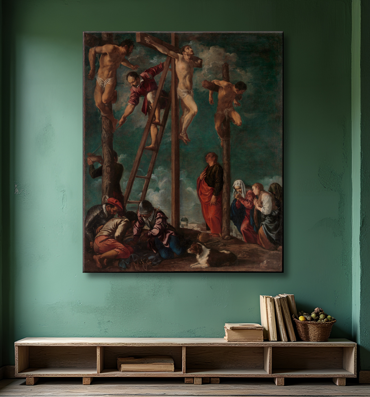 Reproduction La crucifixion de Pedro Orrente avec decor