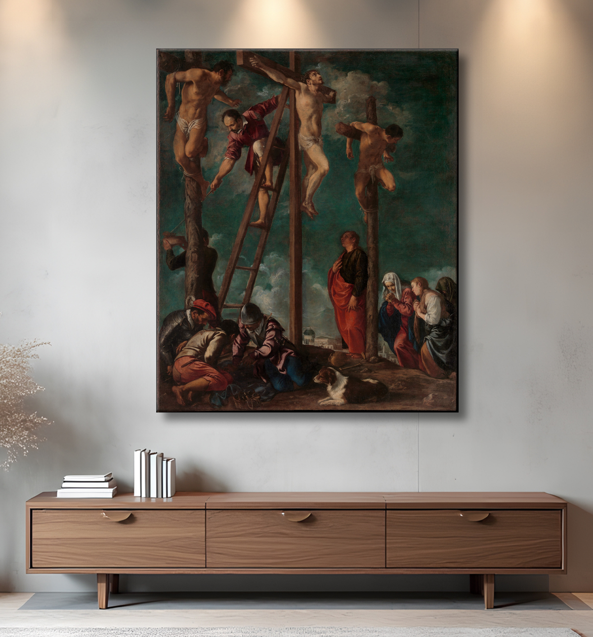 Reproduction La crucifixion de Pedro Orrente avec decor
