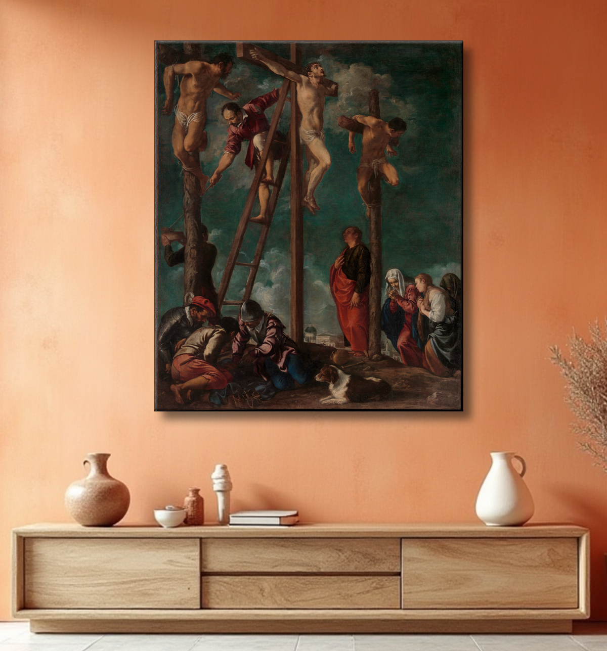 Reproduction La crucifixion de Pedro Orrente avec decor