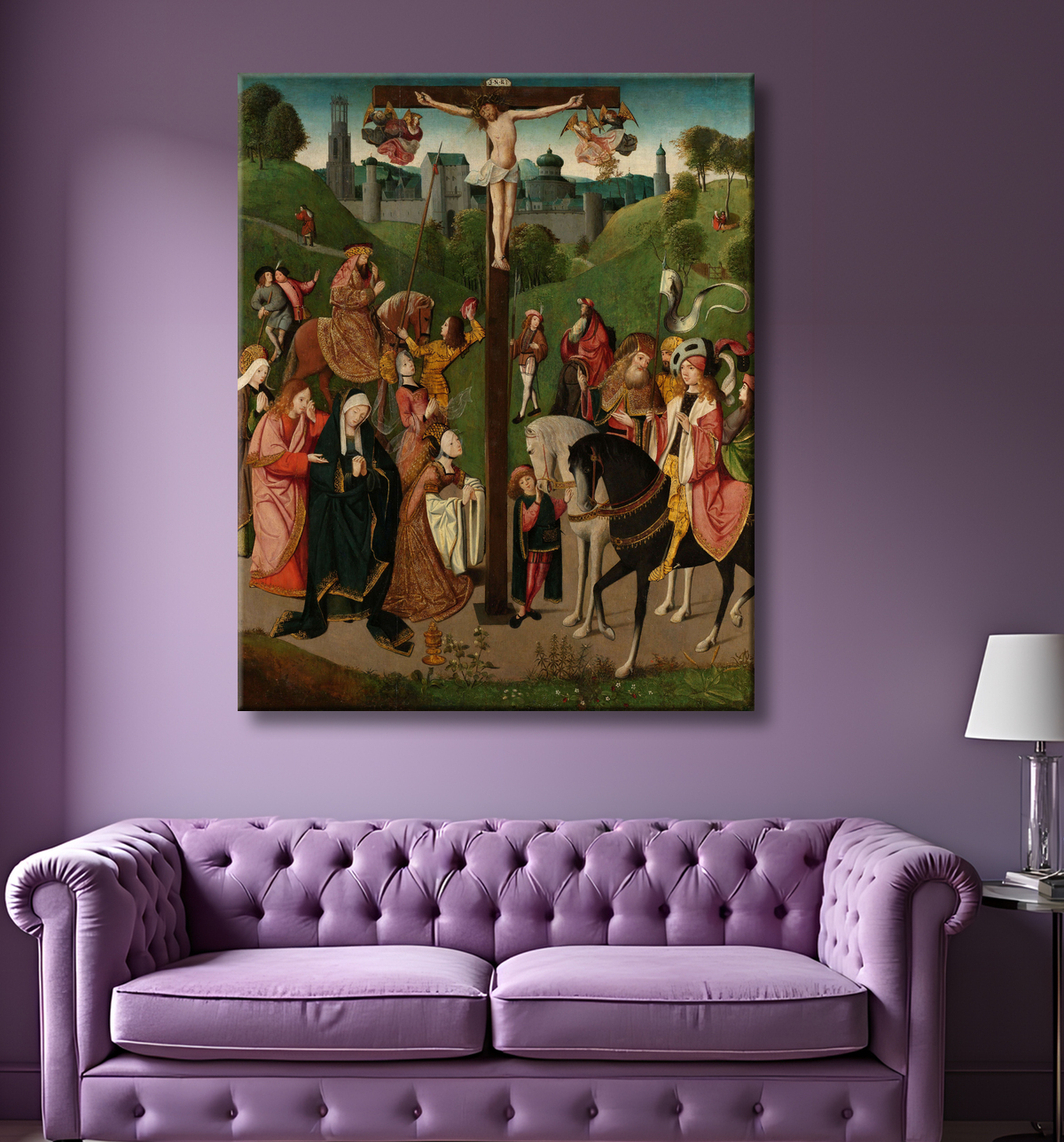 Reproduction La crucifixion de Master of the Figdor Deposition avec decor