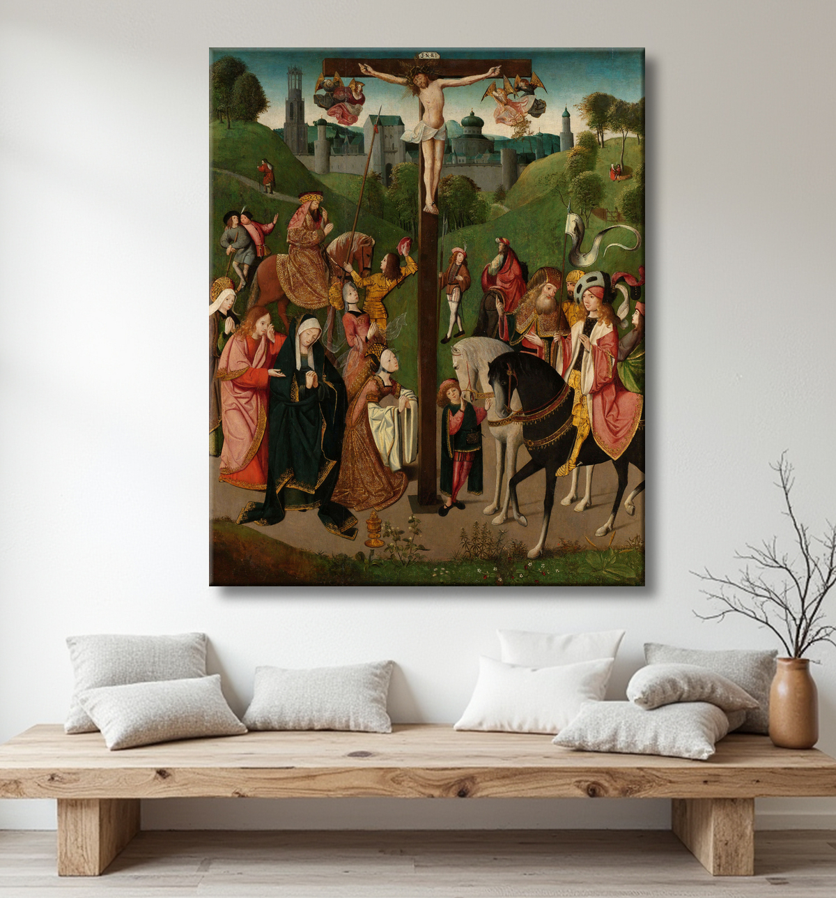Reproduction La crucifixion de Master of the Figdor Deposition avec decor