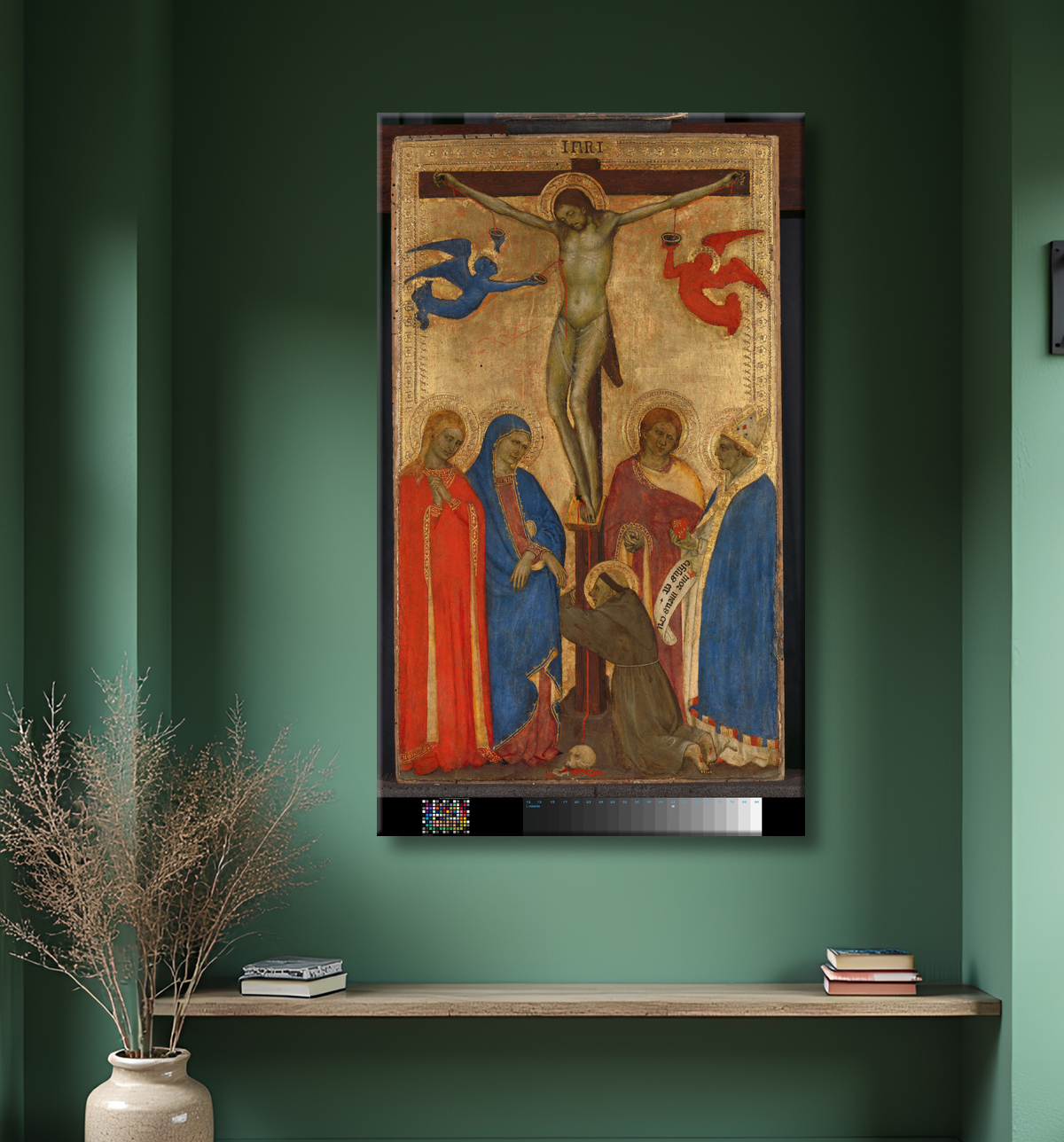 Reproduction La crucifixion de Giovanni da Milano avec decor