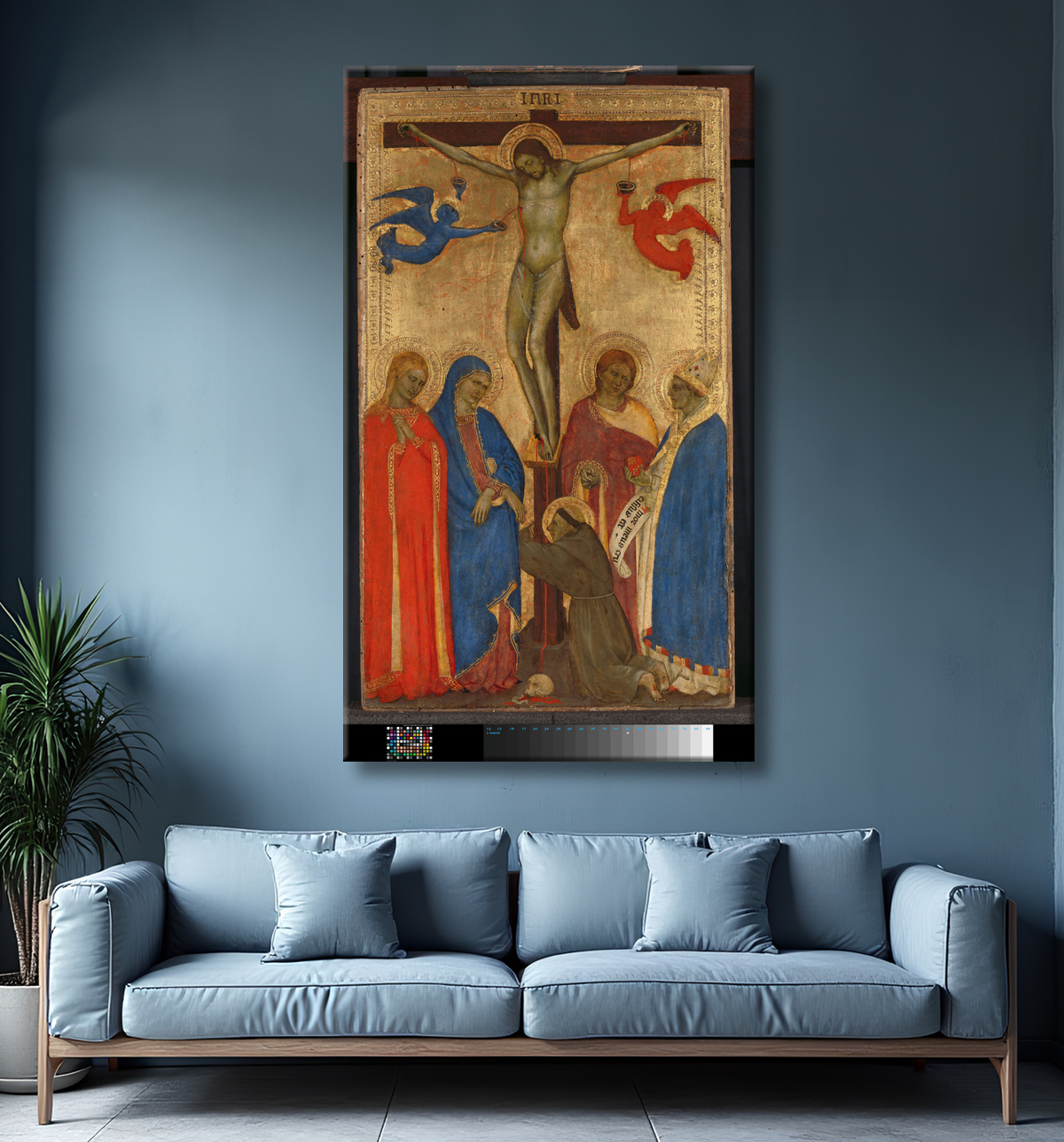 Reproduction La crucifixion de Giovanni da Milano avec decor