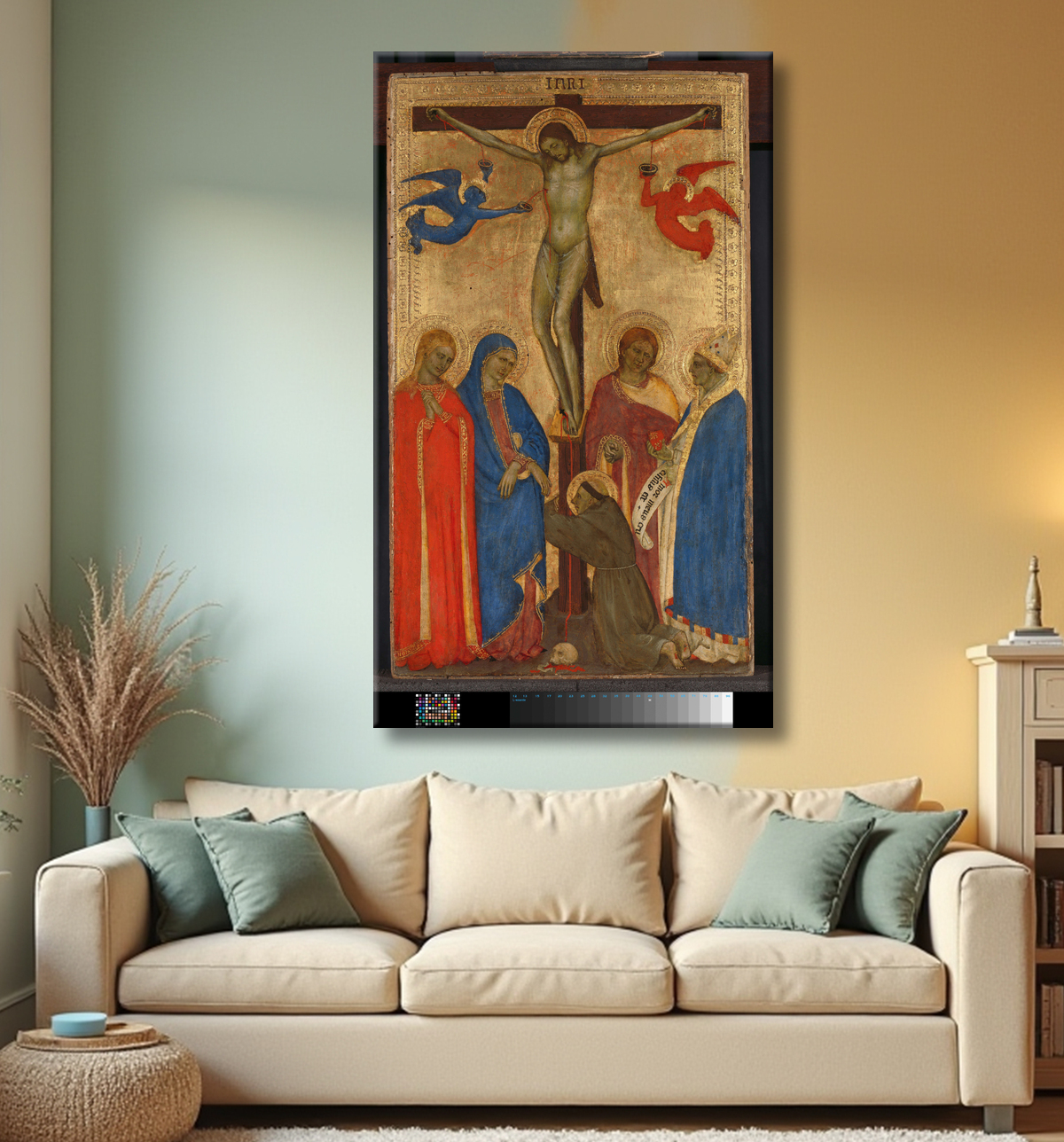 Reproduction La crucifixion de Giovanni da Milano avec decor