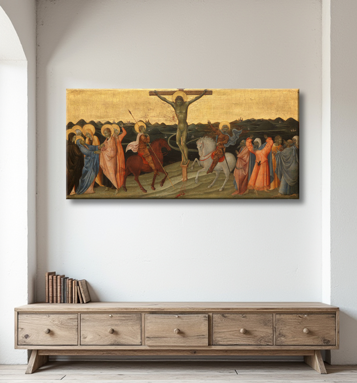 Reproduction La crucifixion de Giovanni di Paolo di Grazia avec decor