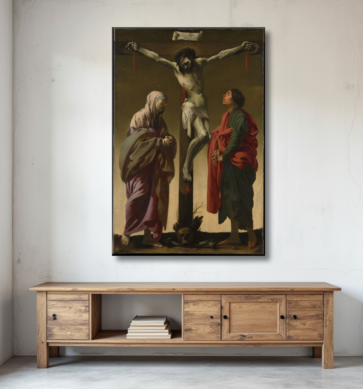 Reproduction La Crucifixion avec la Vierge et Saint Jean de Hendrick ter Brugghen avec decor