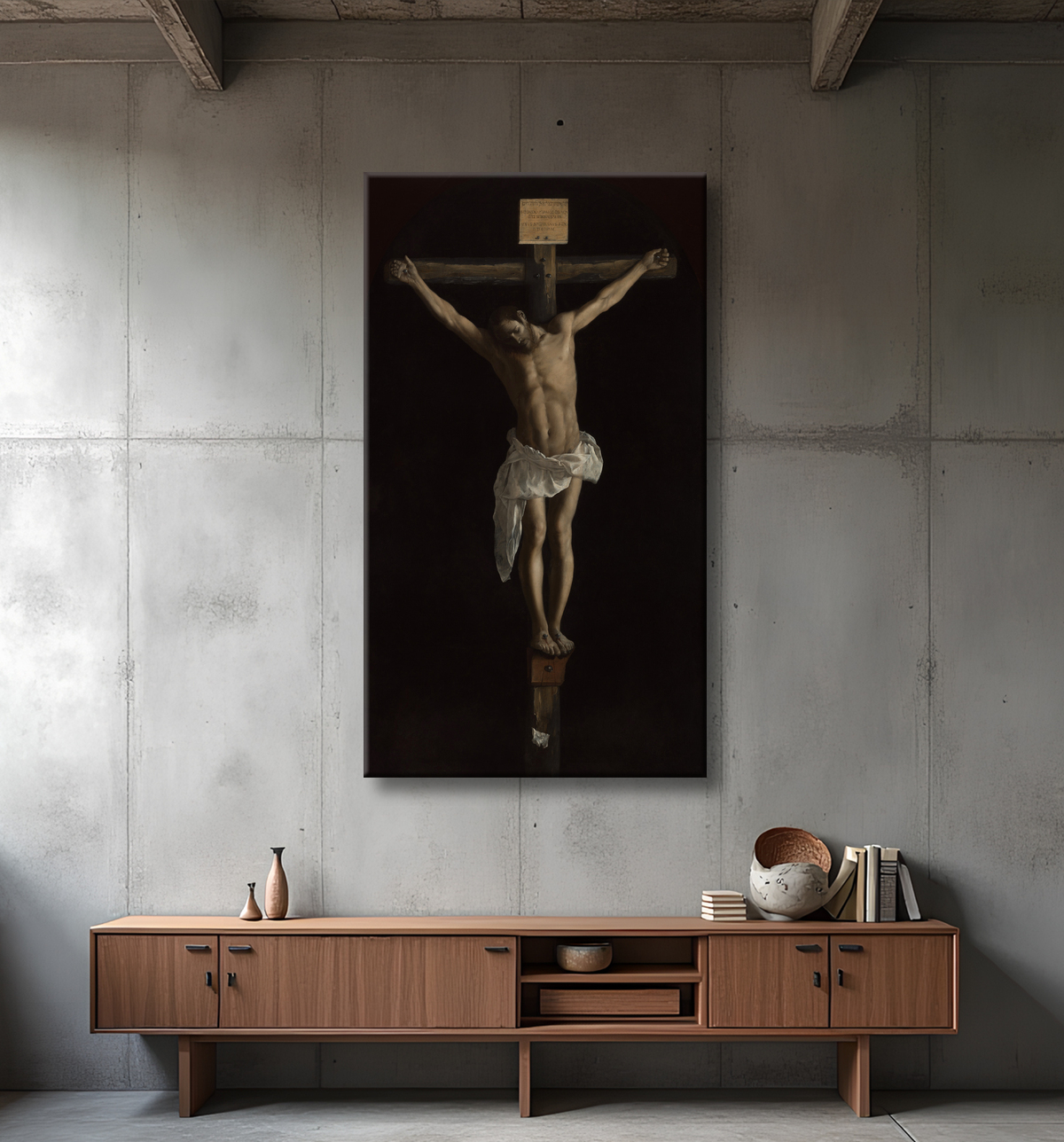 Affiche encadrée fine art premium fabriquée en France ou toile imprimée. La crucifixion...