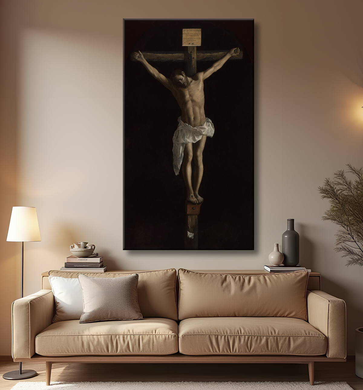 Reproduction La crucifixion de Francisco de Zurbarán avec decor