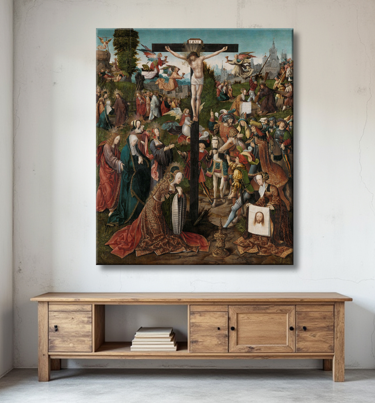 Reproduction La crucifixion de Jacob Cornelisz van Oostsanen avec decor