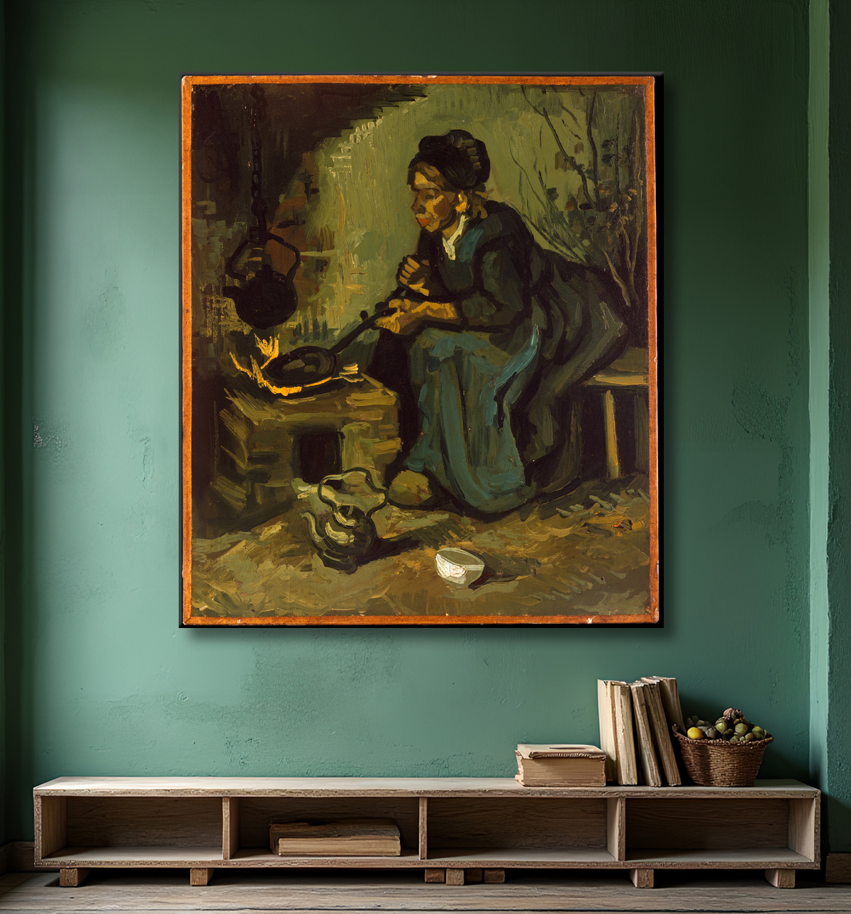 Reproduction La cuisine paysanne par une cheminée de Vincent van Gogh avec decor