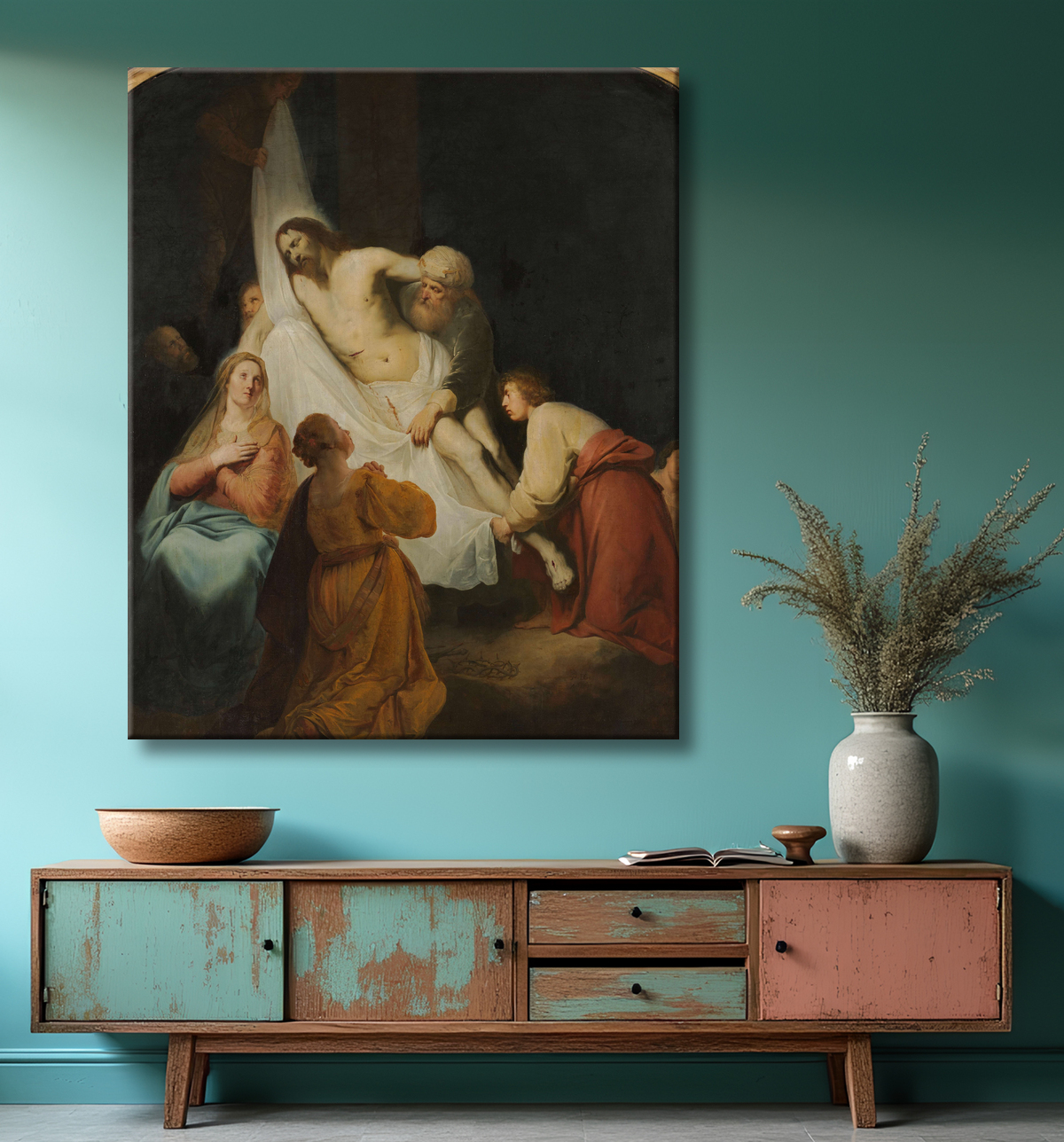 Reproduction La descente de croix de Pieter Fransz de Grebber avec decor