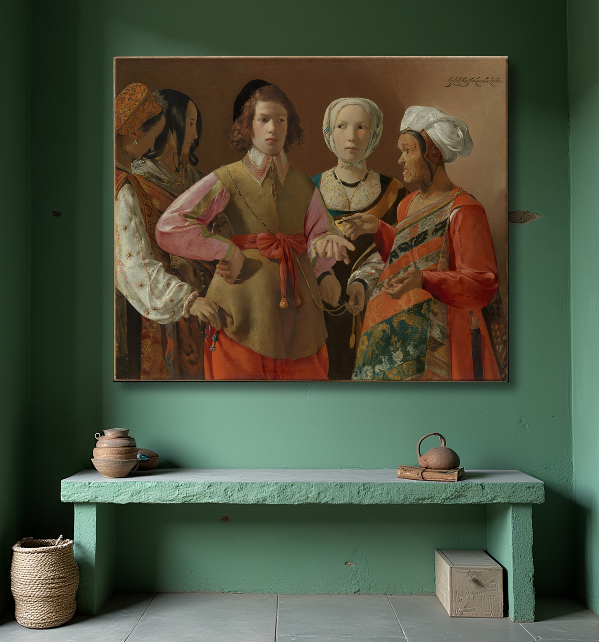 Reproduction La diseuse de bonne aventure de Georges de La Tour avec decor