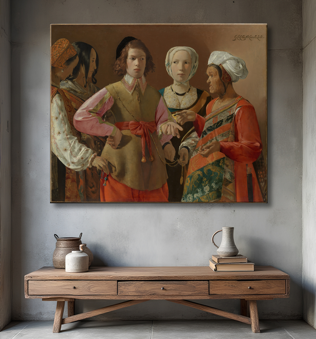 Reproduction La diseuse de bonne aventure de Georges de La Tour avec decor