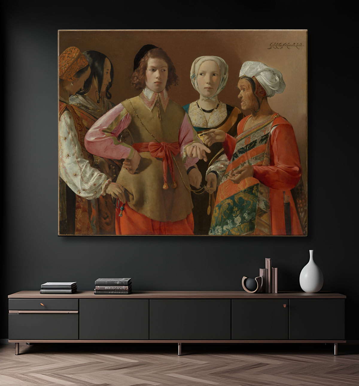 Reproduction La diseuse de bonne aventure de Georges de La Tour avec decor