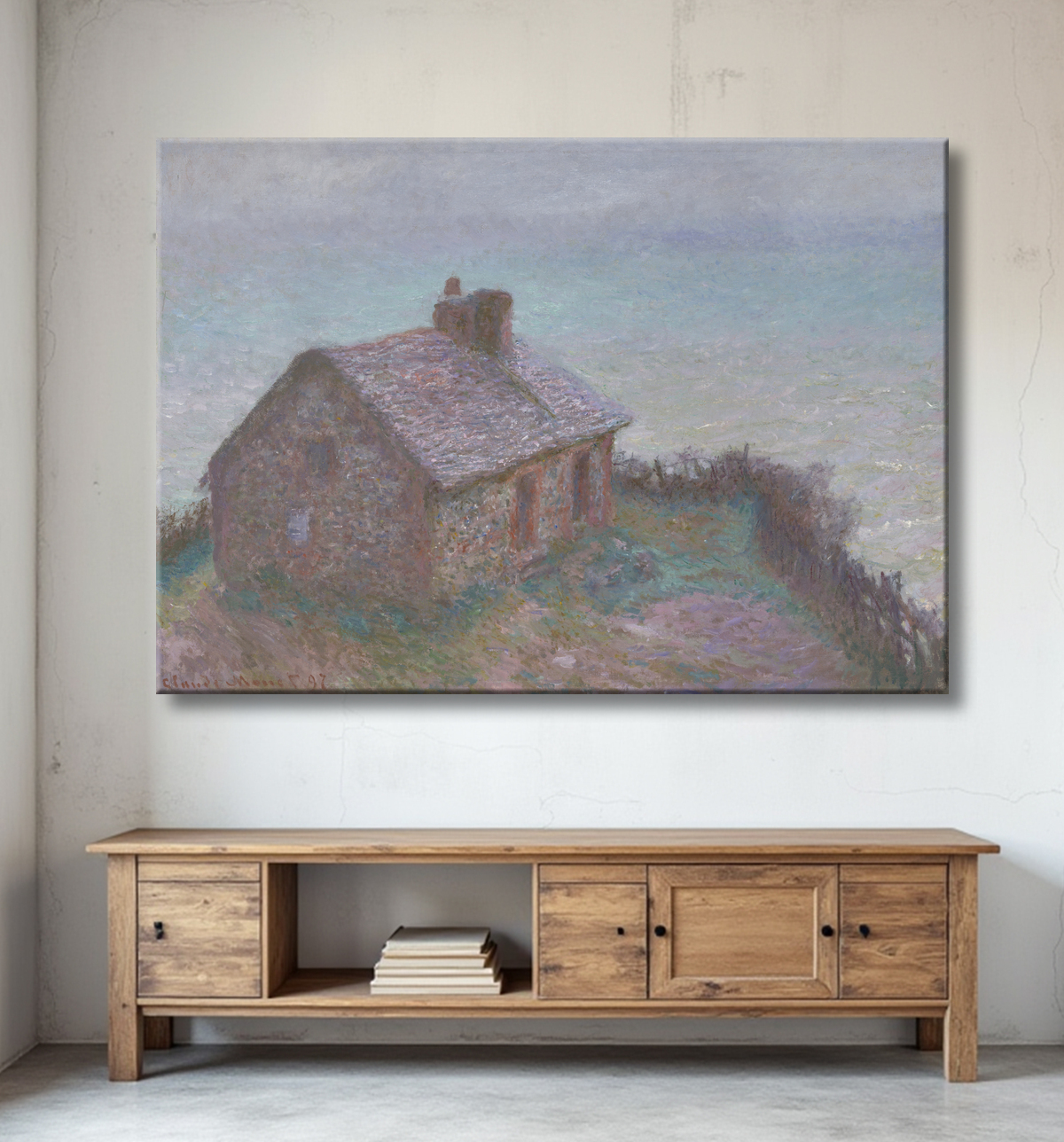 Reproduction La douane de Varengeville de Claude Monet avec decor