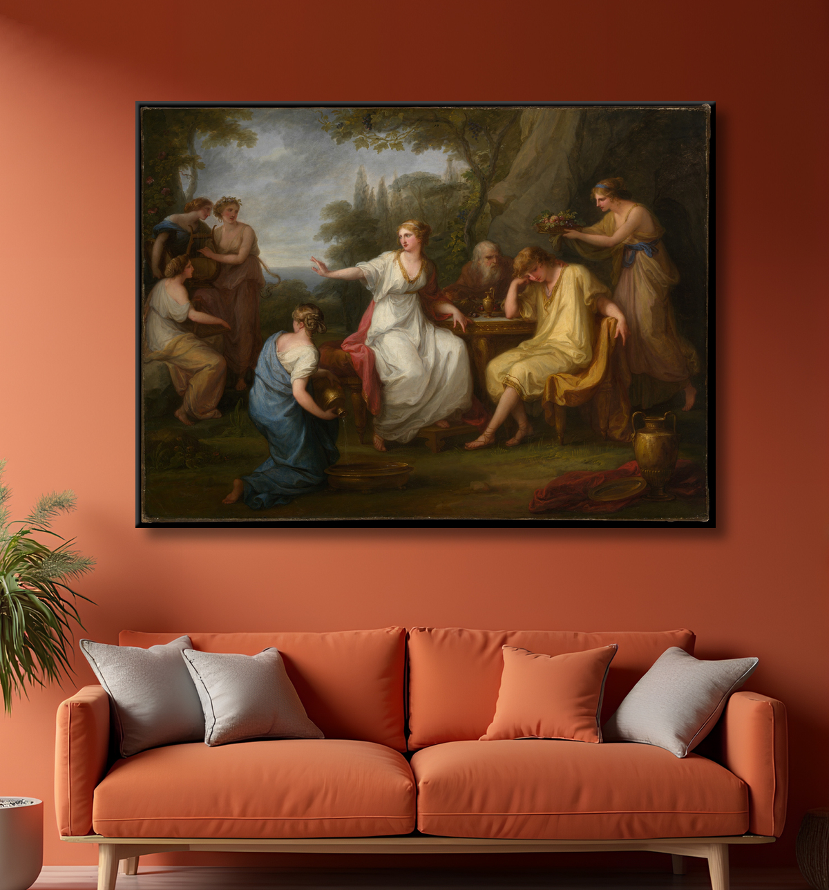 Reproduction La douleur de Télémaque de Angelica Kauffmann avec decor