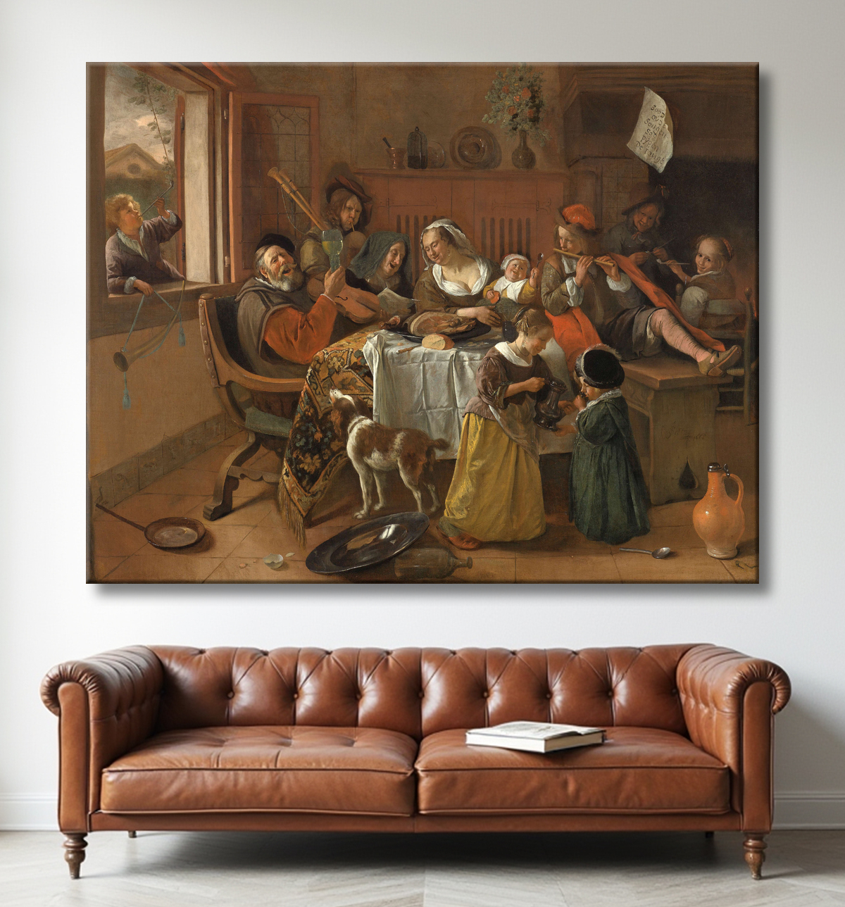Reproduction La famille joyeuse de Jan Havicksz. Steen avec decor