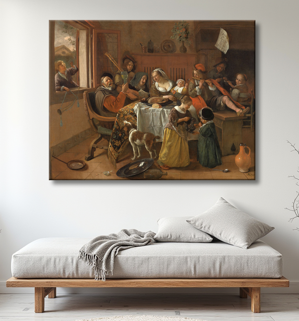 Reproduction La famille joyeuse de Jan Havicksz. Steen avec decor