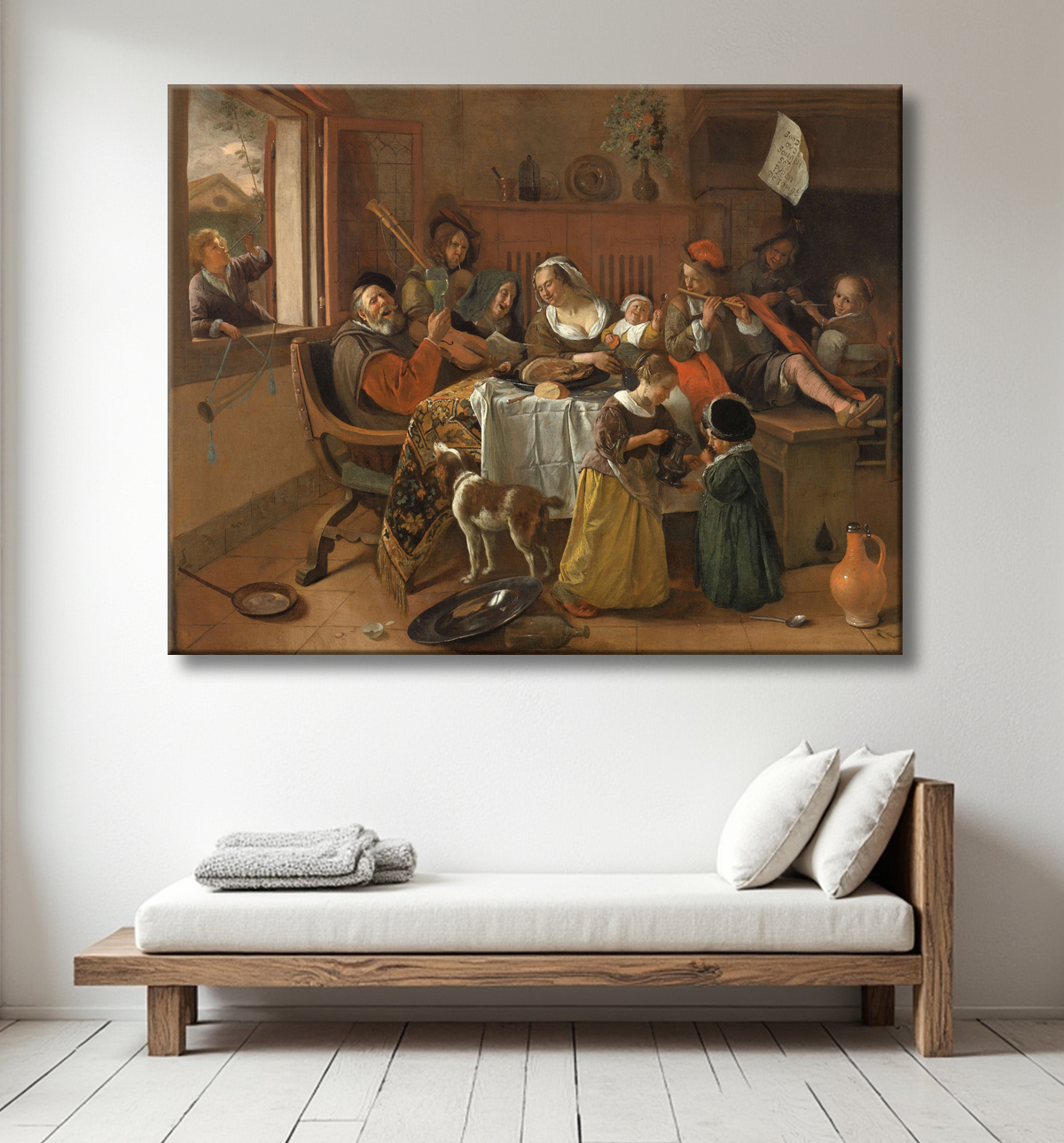 Reproduction La famille joyeuse de Jan Havicksz. Steen avec decor