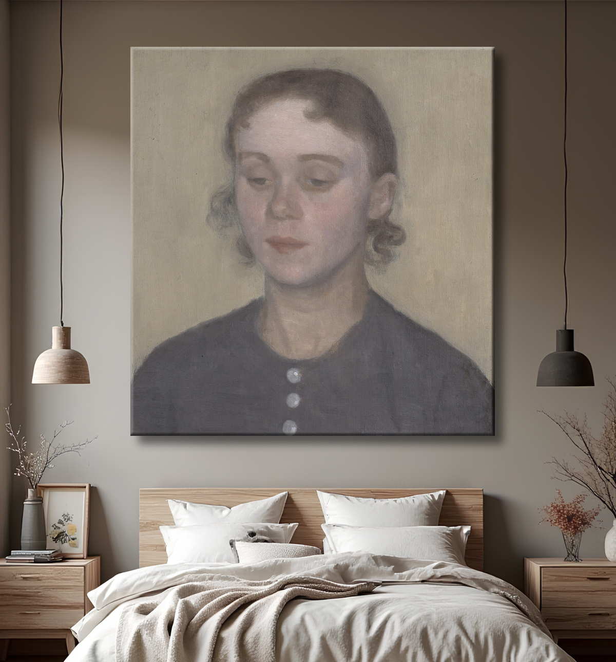Reproduction La femme de l'artiste, Ida Hammershøi, née Ilsted de Hammershøi, Vilhelm avec decor