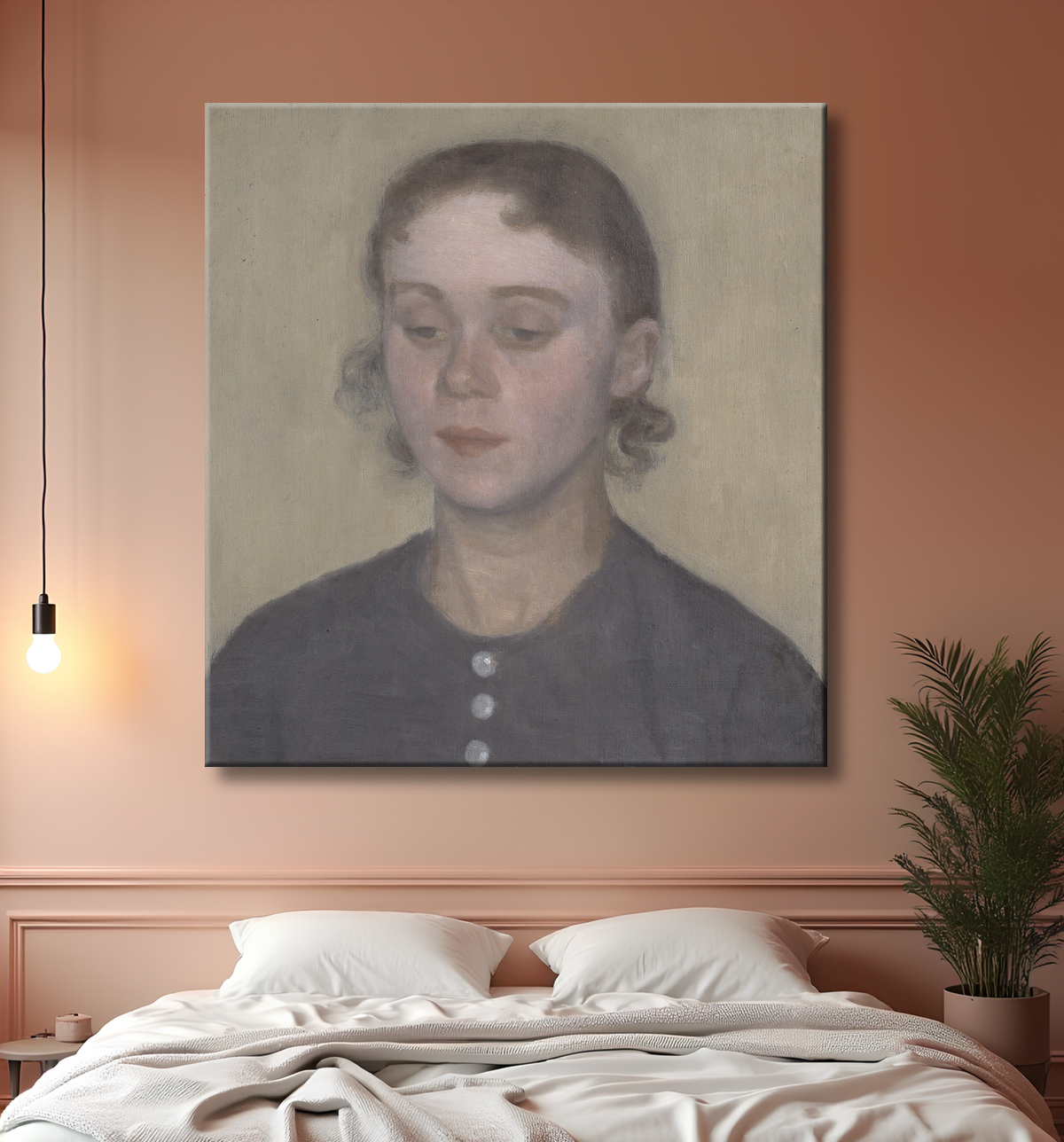 Reproduction La femme de l'artiste, Ida Hammershøi, née Ilsted de Hammershøi, Vilhelm avec decor