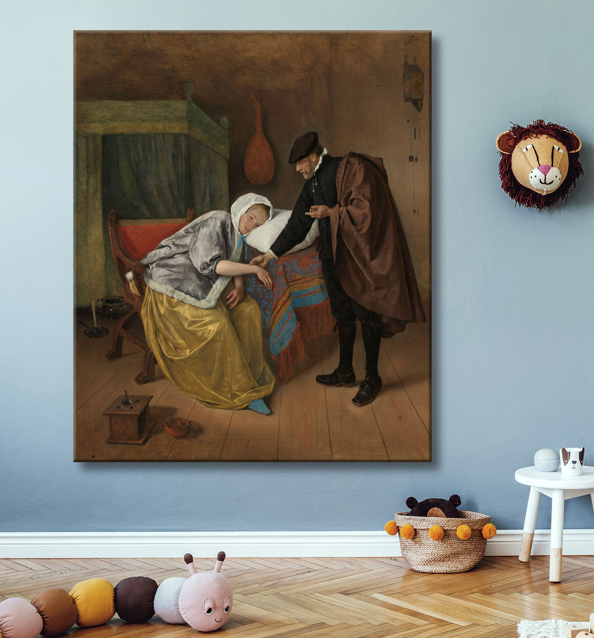 Reproduction La femme malade de Jan Havicksz. Steen avec decor