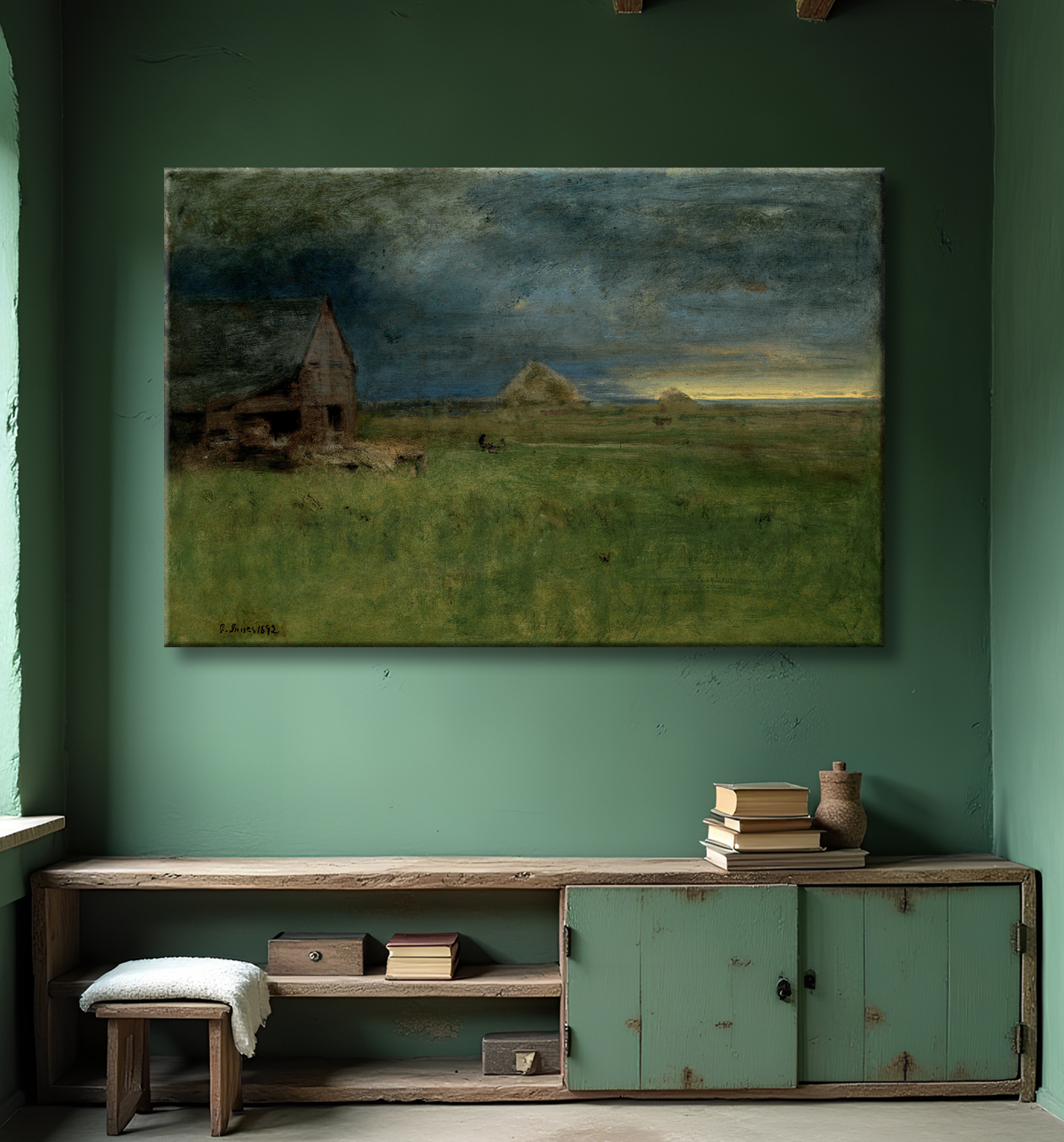Reproduction La ferme solitaire, Nantucket de George Inness avec decor