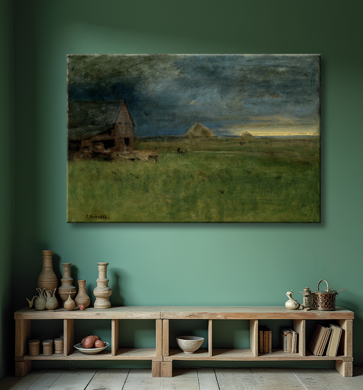 Reproduction La ferme solitaire, Nantucket de George Inness avec decor