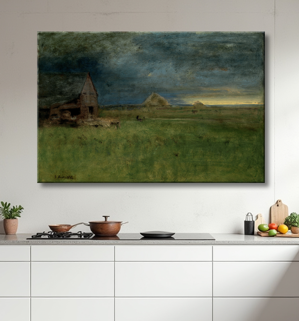 Reproduction La ferme solitaire, Nantucket de George Inness avec decor
