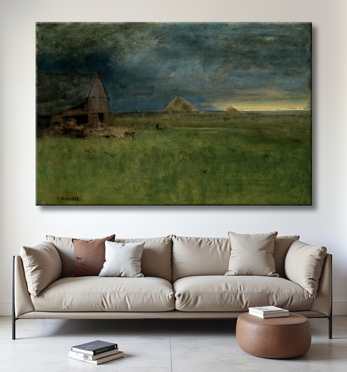 Reproduction La ferme solitaire, Nantucket de George Inness avec decor