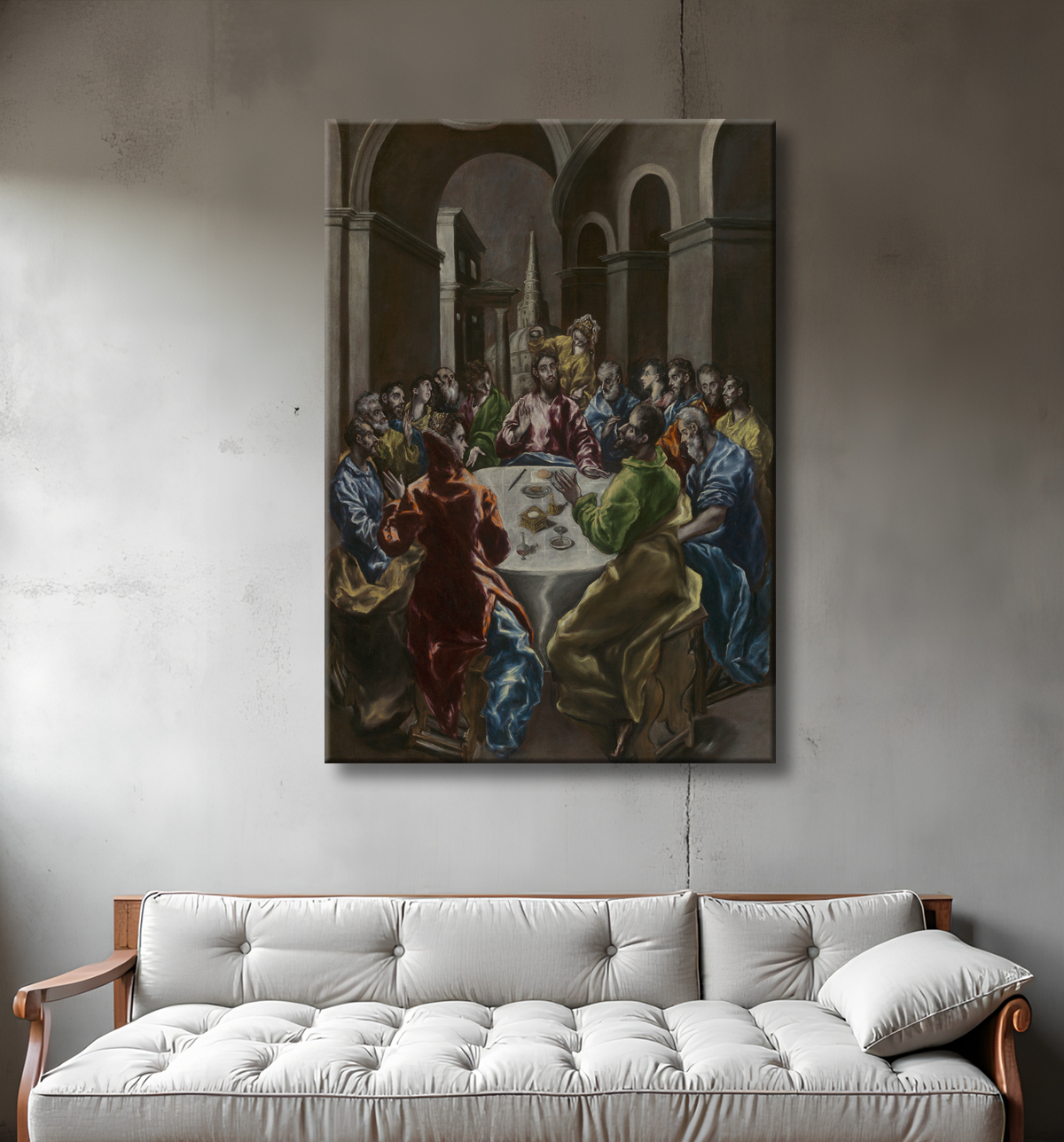 Reproduction La fête dans la maison de Simon de Domenico Theotokópoulos, called El Greco avec decor