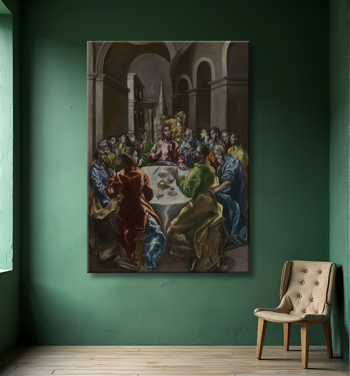 Reproduction La fête dans la maison de Simon de Domenico Theotokópoulos, called El Greco avec decor